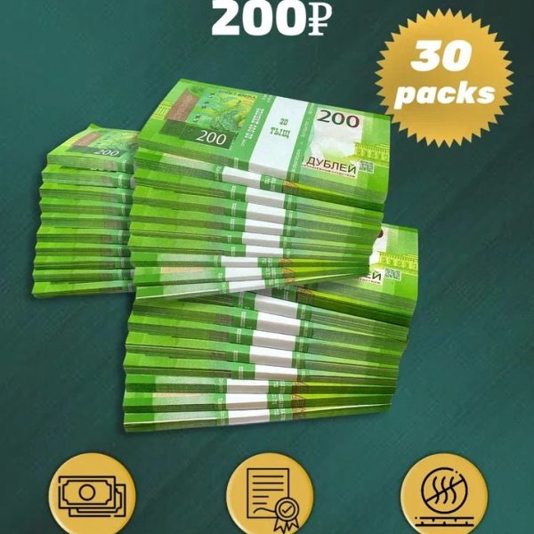 200 Russian rubles prop money stack two-sided thirty packs