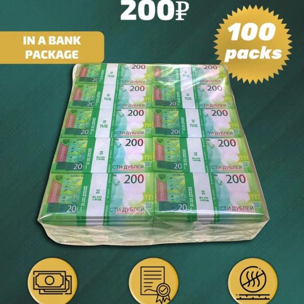200 Russian rubles prop money stack two-sided one hundred packs
